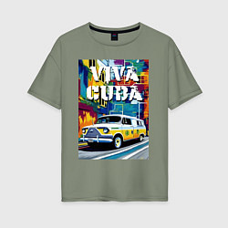 Женская футболка оверсайз Viva Cuba - car - retro