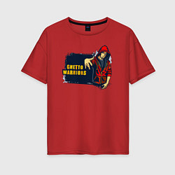 Женская футболка оверсайз Ghetto Warriors Up Dark Red