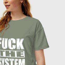 Футболка оверсайз женская SoD - f**k the system, цвет: авокадо — фото 2