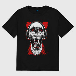 Футболка оверсайз женская DnB skull, цвет: черный