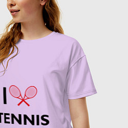 Футболка оверсайз женская I Love Tennis цвета лаванда — фото 2