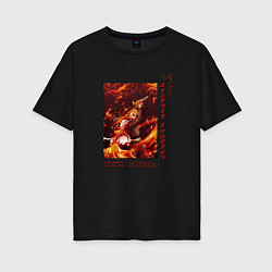 Женская футболка оверсайз Клинок, рассекающий демонов: Кёджуро Ренгоку