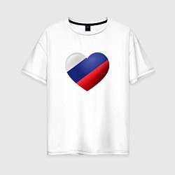 Женская футболка оверсайз Флаг России в сердце