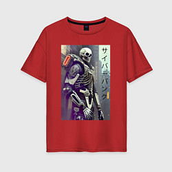 Женская футболка оверсайз Cyber skeleton - metropolis - neural network