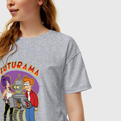 Футболка оверсайз женская Бендер Лила и Фрай, цвет: меланж — фото 2