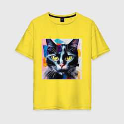 Футболка оверсайз женская Масляный кот, цвет: желтый