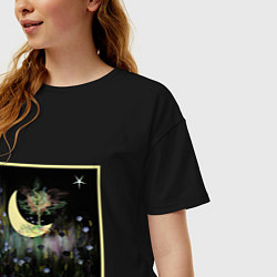 Футболка оверсайз женская Crescent moon at the rest, цвет: черный — фото 2