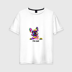 Женская футболка оверсайз Собака с надписью: Я спокоен