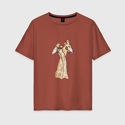 Женская футболка оверсайз Нежные жирафы