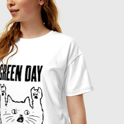 Футболка оверсайз женская Green Day - rock cat, цвет: белый — фото 2
