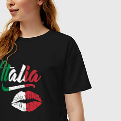 Футболка оверсайз женская Поцелуй Италии, цвет: черный — фото 2