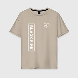 Женская футболка оверсайз Блэкпинк - белая надпись