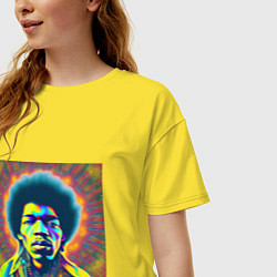 Футболка оверсайз женская Jimi Hendrix Magic Glitch Art, цвет: желтый — фото 2