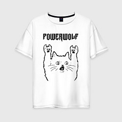 Футболка оверсайз женская Powerwolf - rock cat, цвет: белый