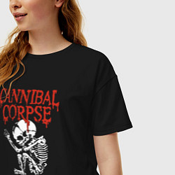 Футболка оверсайз женская Cannibal Corpse - скелет, цвет: черный — фото 2