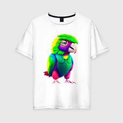 Женская футболка оверсайз Мультяшный попугай