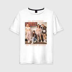 Футболка оверсайз женская Blackpink Jennie Lisa Rose Jisoo, цвет: белый
