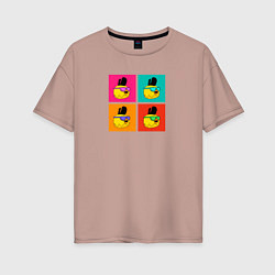 Женская футболка оверсайз Chicken Gun: цветные квадраты