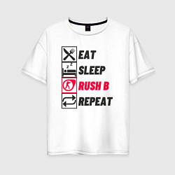 Женская футболка оверсайз Eat sleep rush b repeat