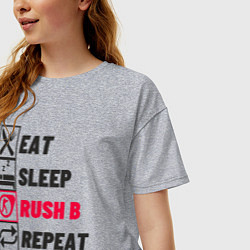 Футболка оверсайз женская Eat sleep rush b repeat, цвет: меланж — фото 2