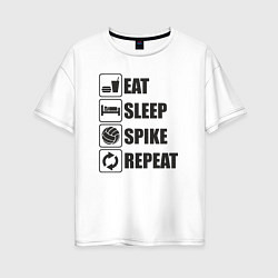 Женская футболка оверсайз Eat sleep spike