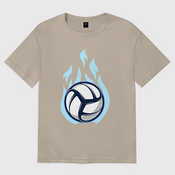 Футболка оверсайз женская Blue fire ball, цвет: миндальный