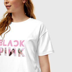Футболка оверсайз женская Blackpink logo Jisoo Lisa Jennie Rose, цвет: белый — фото 2