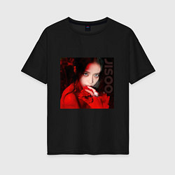 Футболка оверсайз женская Blackpink Jisoo in red, цвет: черный