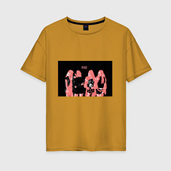 Футболка оверсайз женская Группа BLACKPINK в ярко-розовых тонах, цвет: горчичный
