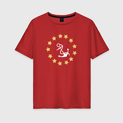 Женская футболка оверсайз Якорь со звёздами