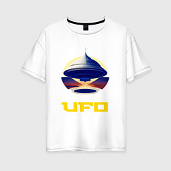 Женская футболка оверсайз Летающая тарелка НЛО
