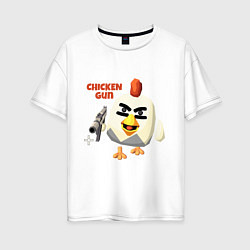 Футболка оверсайз женская Chicken Gun злой, цвет: белый