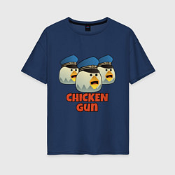 Женская футболка оверсайз Chicken Gun команда синие