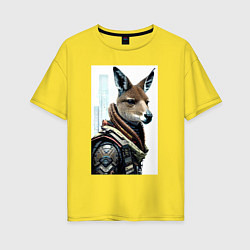 Женская футболка оверсайз Cool kangaroo - cyberpunk - neural network