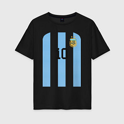 Футболка оверсайз женская Месси сборная Аргентины ЧМ 2022, цвет: черный