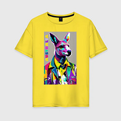 Футболка оверсайз женская Kangaroo - Australia - pop art, цвет: желтый