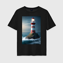 Женская футболка оверсайз Маяк в море