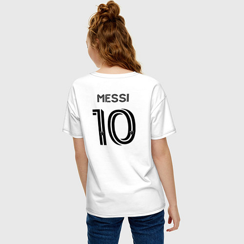 Женская футболка оверсайз Лионель Месси ФК Интер Майами форма домашняя / Белый – фото 4