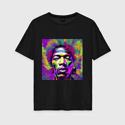 Женская футболка оверсайз Jimi Hendrix in color Glitch Art