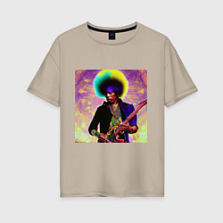 Футболка оверсайз женская Jimi Hendrix Rock Idol Art, цвет: миндальный