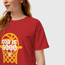 Футболка оверсайз женская Basketball god is good, цвет: красный — фото 2