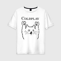 Футболка оверсайз женская Coldplay - rock cat, цвет: белый