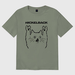 Футболка оверсайз женская Nickelback - rock cat, цвет: авокадо