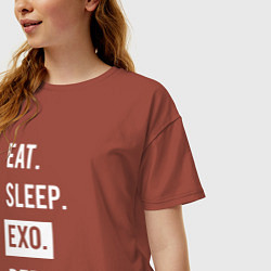 Футболка оверсайз женская Eat Sleep EXO Repeat, цвет: кирпичный — фото 2