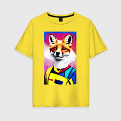 Футболка оверсайз женская Fox - pop art - fashionista, цвет: желтый