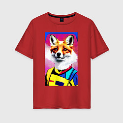 Женская футболка оверсайз Fox - pop art - fashionista