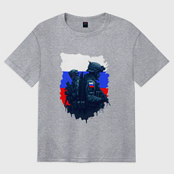Футболка оверсайз женская Военные РФ и флаг - neuro art, цвет: меланж