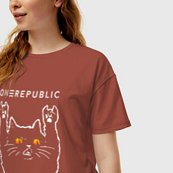 Футболка оверсайз женская OneRepublic rock cat, цвет: кирпичный — фото 2