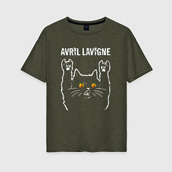 Футболка оверсайз женская Avril Lavigne rock cat, цвет: меланж-хаки