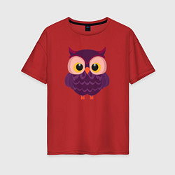 Женская футболка оверсайз Сиреневая сова с большими глазами